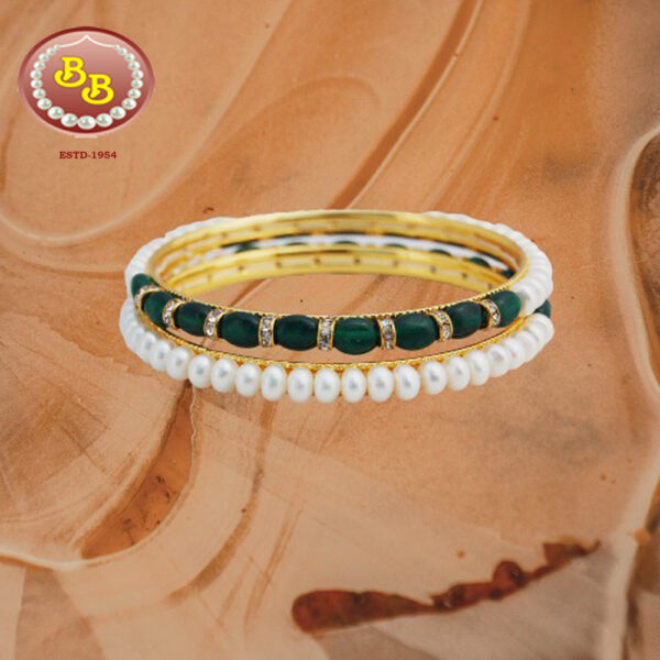 Pearl Bangle with Stone combination