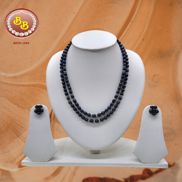 Two Lines Black Pearls Set