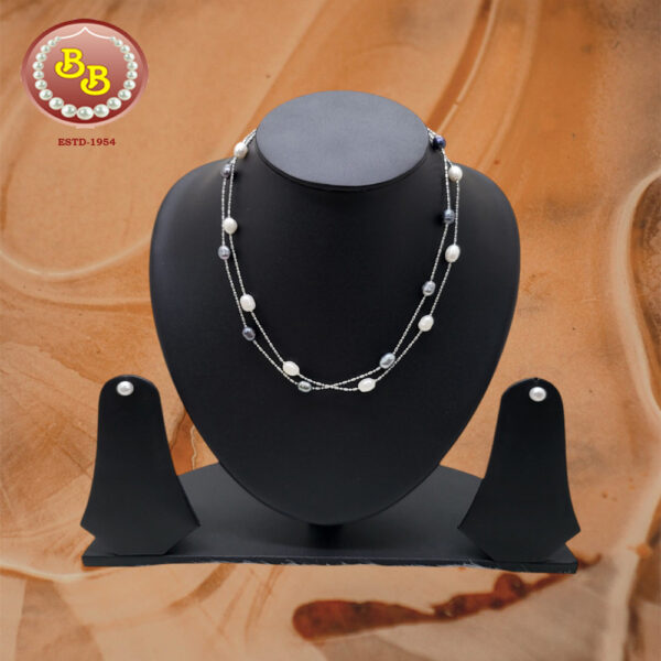 2 Lines Different Color Of Pearls Chain Set