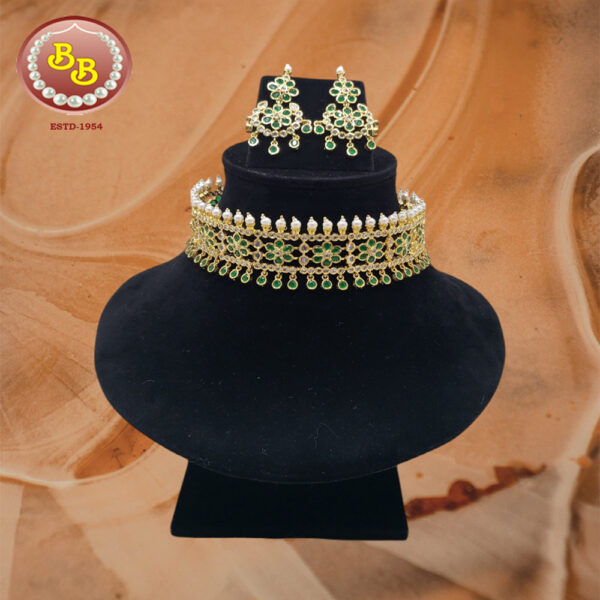 Designer Polki Green Stone Choker for Special Occasions