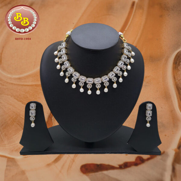 Elegant Pearls And CZ Necklace